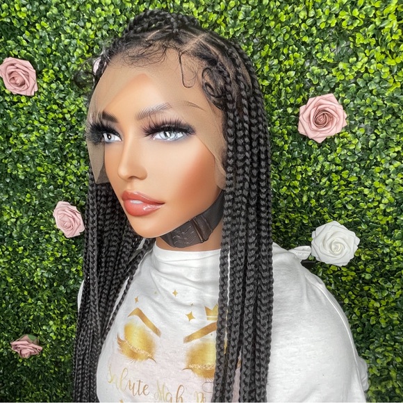 36" HD Full Lace closure Knotless Box Braided Wig - Picture 5 of 10